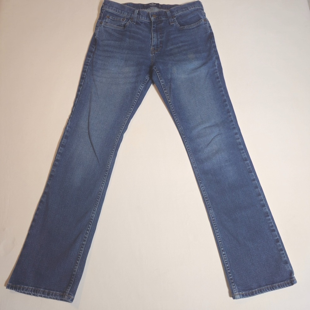 Hollister Epic Flex Bootcut Jeans Mens 31x32 Blue Denim Casual Mid Rise Preppy - Picture 3 of 10